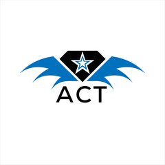 ACT letter logo. technology icon blue image on white background. ACT Monogram logo design for entrepreneur and business. ACT best icon.	
