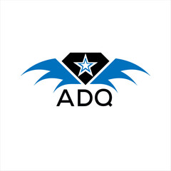 ADQ letter logo. technology icon blue image on white background. ADQ Monogram logo design for entrepreneur and business. ADQ best icon.	
