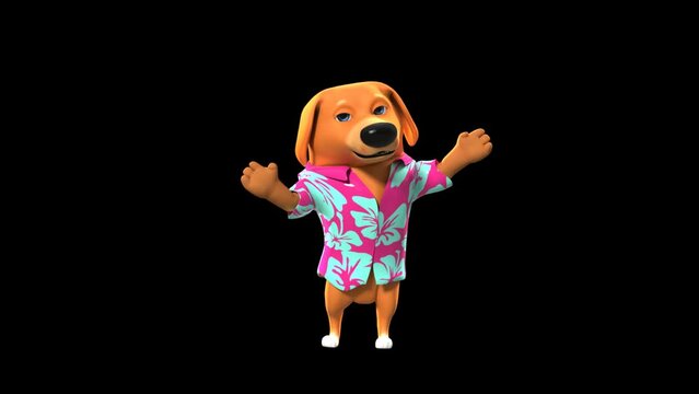Dog in Beach Summer Clothed Talking Like a Human. Speaking Dog 3D Animation Video