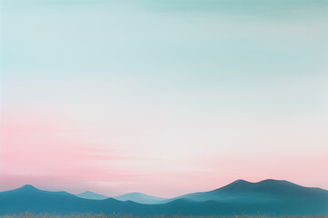 Fototapeta premium Pastel Dreams: Serene Horizon, Mountains, and Lake in Abstract Minimalist Landscape 