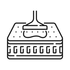 Orthopedic waterproof mattress with comfort soft pad soft isolated outline icon. Antibacterial pads of absorbent layer to lock in moisture