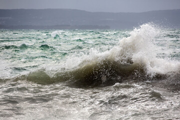 big waves in  adriatic sea storm