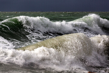 big waves in  adriatic sea storm