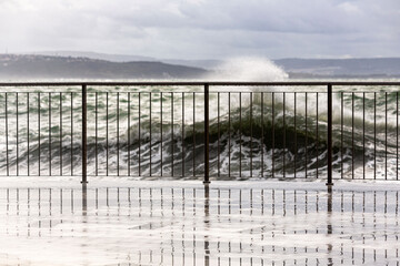 barcola beach with heavy stormy sea