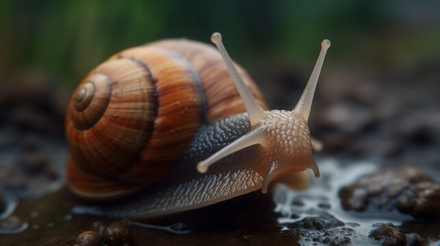 Cute snail giant sea spiral species wallpaper image AI generated art