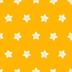 Yellow seamless pattern with doodle stars