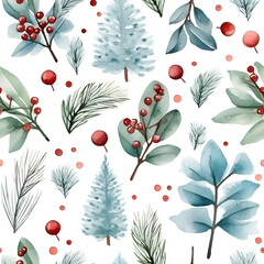 pattern of Christmas tree, Christmas element, water color