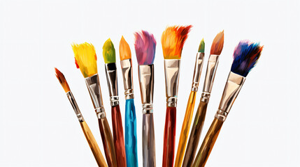Artist's paintbrushes on a transparent background.




