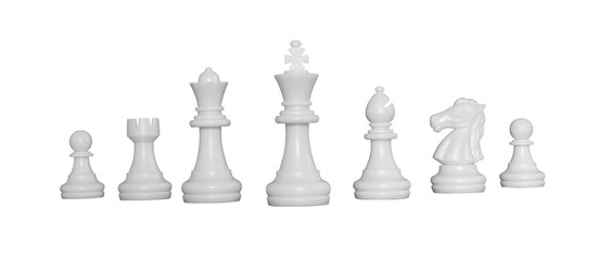 white chess pieces on transparent background