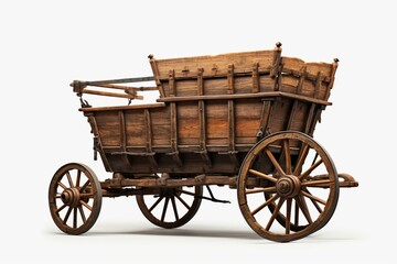 Fototapeta na wymiar Front view of antique wooden wagon. Isolated 3D rendering. Generative AI