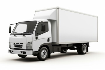 Isolated white mockup of a delivery truck. Generative AI