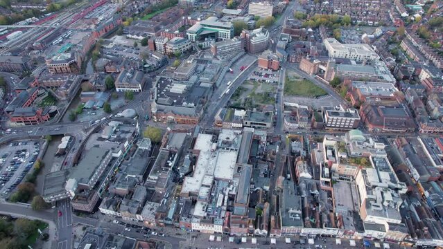 Amazing aerial view of the town center of Guildford, United Kingdom