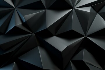 Black polygonal high-tech surface with triangular pyramids. Generative AI