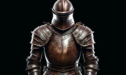 A medieval suit of armor isolated on white background, Generative AI