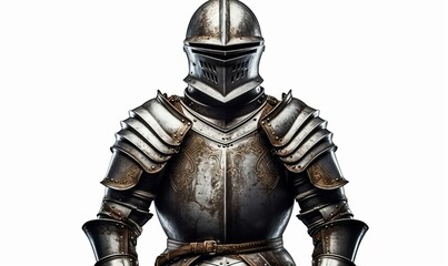A medieval suit of armor isolated on white background, Generative AI