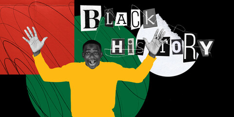 Emotional young African-American man expressing positive emotions. Social equality. No racism....