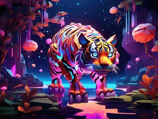 tiger in the aquarium