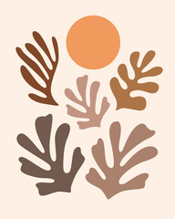 vector art silhouettes of leaves and sun