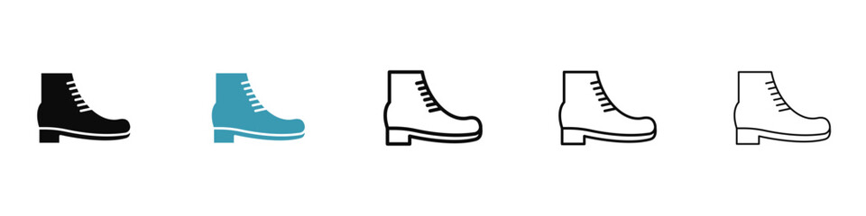 Brisk boots vector icon set in black and white color.