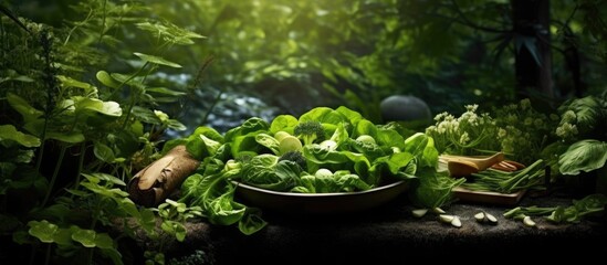 In the garden surrounded by lush greenery and the soothing sounds of nature I enjoyed a delicious salad made with fresh vegetables and leafy greens serving as a reminder of the importance of