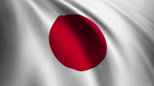 Waving Flag of Japan. Japanese national flag video background. 4K resolution 3840x2160, 60fps