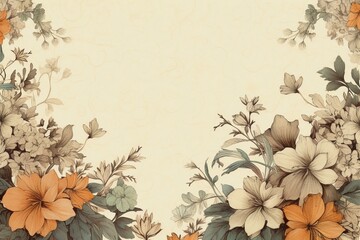 Floral postcard with copy space and banner. Generative AI