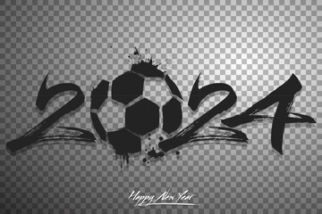 Happy New Year 2024 and soccer ball - 675217664