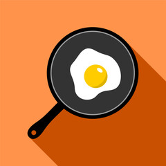 Omelette on a Frying Pan with One Egg Symbol Icon. Vector Image.