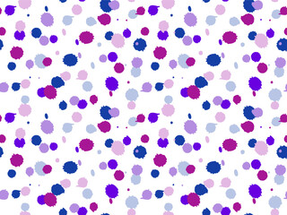 Seamless pattern of drops , splashes of multicolored ink on a white background