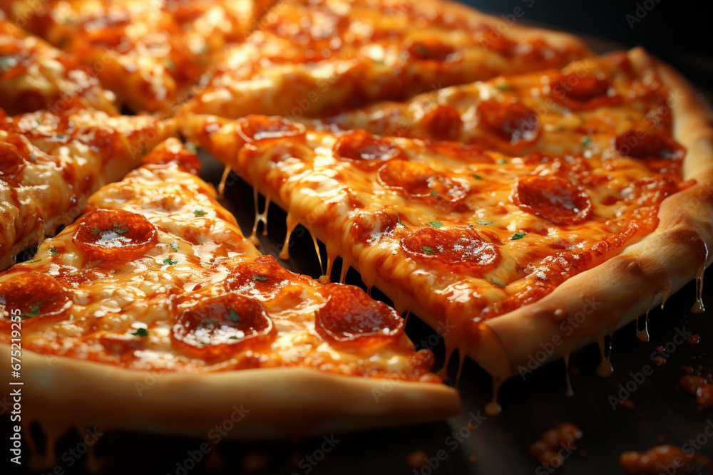 Aufkleber  seamless background pattern with yummy pizza slices 