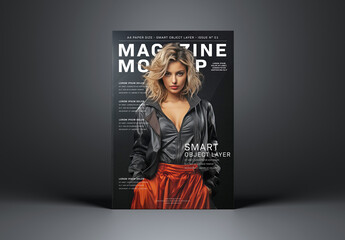 Magazine Cover Mockup on Dark Background. Preview Uses Generative AI