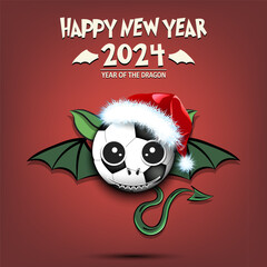 Happy New year. Soccer ball in the form of dragon