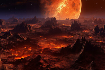  An artistic depiction of Venus' volcanic activity in its distant past, challenging preconceptions about the planet's geological activity. 