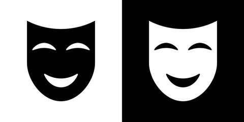 Theater comic mask. Carnival masks. Comedy vector icon.