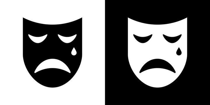 Theater tragic mask. Carnival masks. Drama vector icon.