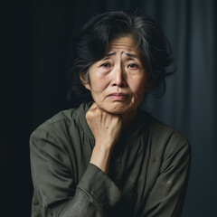 Fototapeta premium Generative ai illustration of asiatic mid-age woman