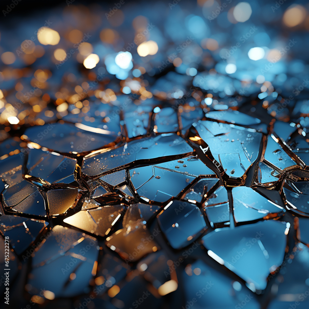 Fototapete a capture of frost patterns on a metal surface, forming geometric shapes and angles with a frosty tw