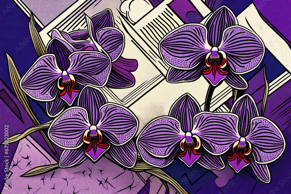 Poster seamless pattern with orchids