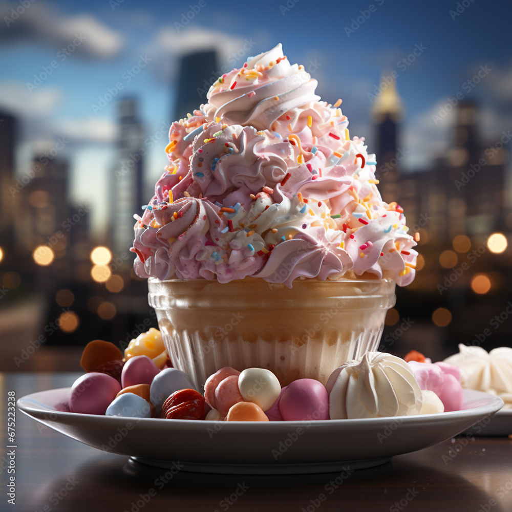 Aufkleber an image of marshmallows as a colorful and whimsical topping for ice cream sundaes or desserts.