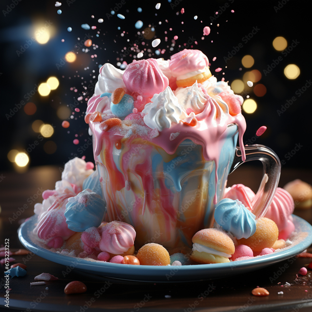 Poster a captivating image of marshmallows floating on the surface of a cup of cocoa, creating an inviting 
