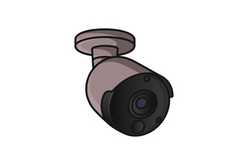 City Camera Surveillance System Sticker vector illustration. Science and technology objects icon concept. Home security mount CCTV camera sticker design logo.