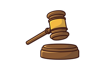 Wooden Judge Gavel and Soundboard Sticker vector illustration. Justice hammer sign icon concept. Law and justice concept.