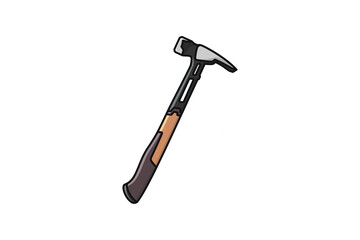Carpenter Hammer Tool Sticker vector illustration. Carpentry and Construction working tools object icon concept. Hammer with orange plastic handle sticker design logo.