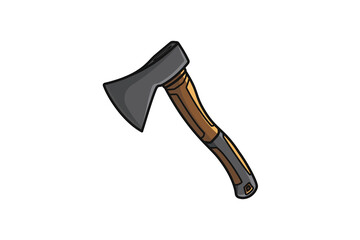 Ax Hammer Sticker vector illustration. Construction working tools object icon concept. Tree wood cutting ax hammer sticker vector design with shadow.