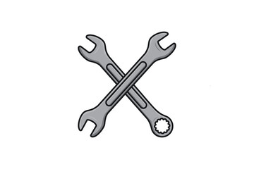 Adjustable Wrench with Wrench tool vector illustration. Mechanic and Plumber working tool equipment objects icon concept. Wrench and Adjustable Wrench tool in cross sign vector design.