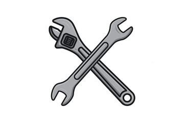 Adjustable Wrench with Wrench tool vector illustration. Mechanic and Plumber working tool equipment objects icon concept. Wrench and Adjustable Wrench tool in cross sign vector design.