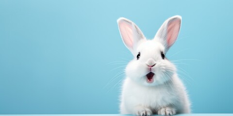 Cute animal pet rabbit or bunny white color smiling and laughing isolated with copy space for easter background, rabbit, animal, pet, cute, fur, ear, mammal, background