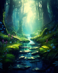 Fototapeta na wymiar A beautiful fairytale enchanted forest