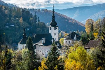Spania Dolina village, Slovakia, autumn natural scenery - obrazy, fototapety, plakaty