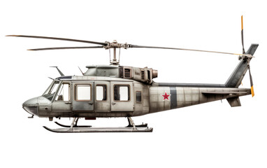 Classic Huey Helicopter on Transparent Background - obrazy, fototapety, plakaty